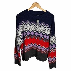 NWT Aerie oversized fair isle Nordic diamond patterned knit sweater size S
